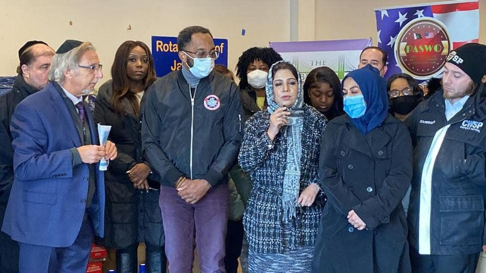 Reverend Edward-Richard Hinds, Councilwoman Farah Louis, Mark Meyer Appel and ,Atia Shahnaz